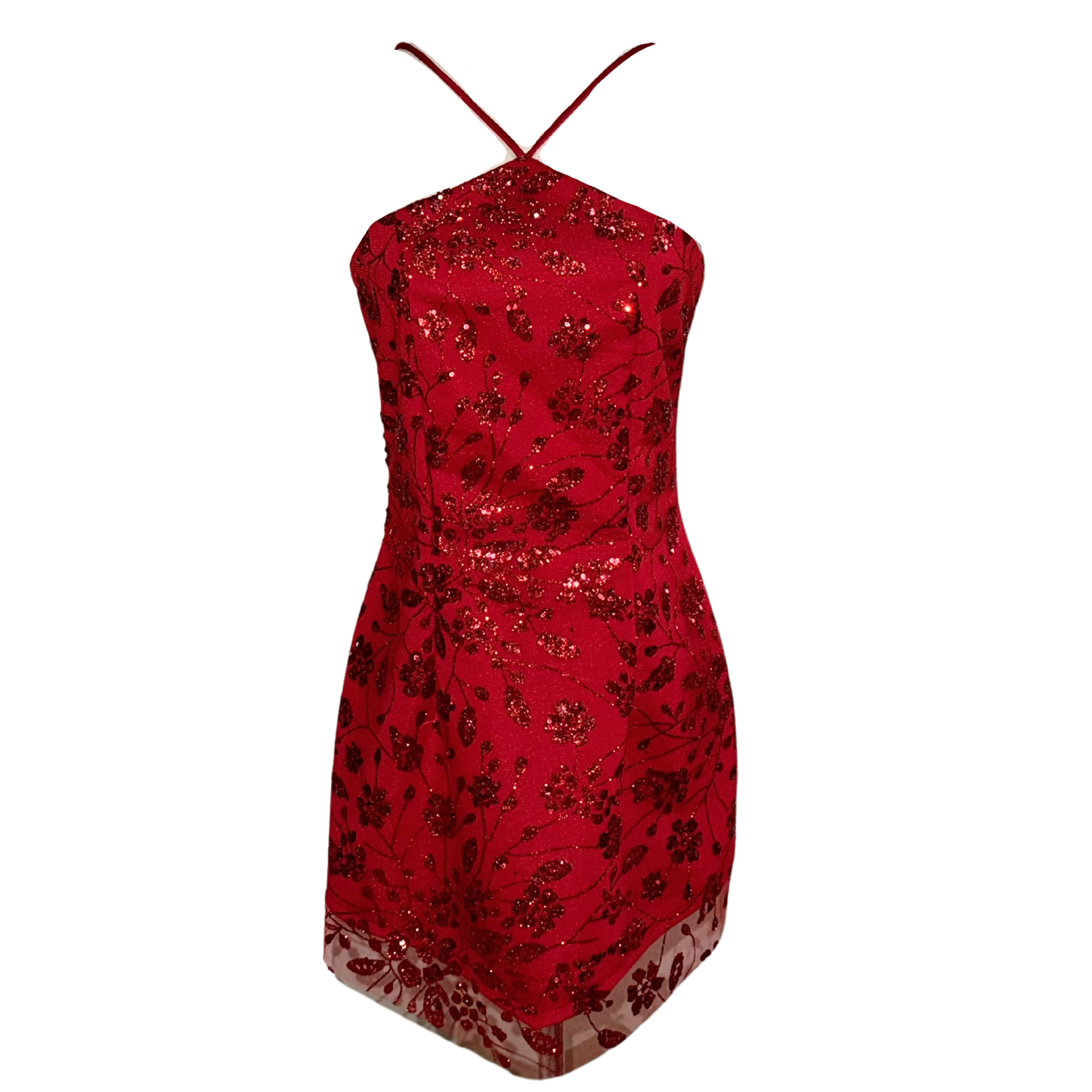 CHERRY FLEUR HALTER MINI DRESS