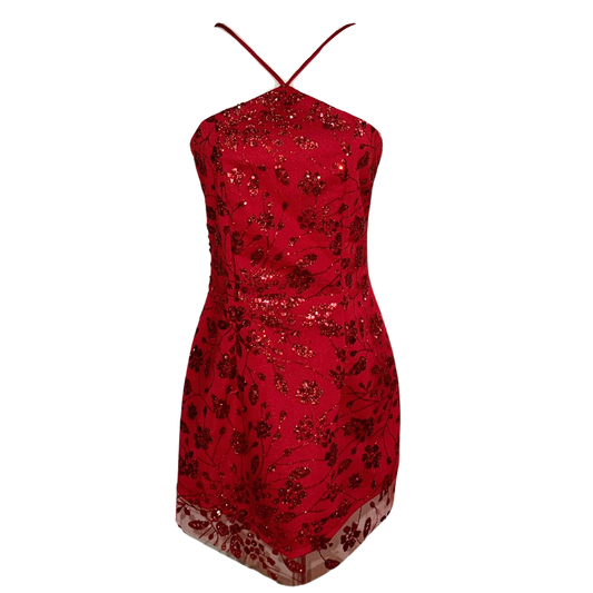 CHERRY FLEUR HALTER MINI DRESS