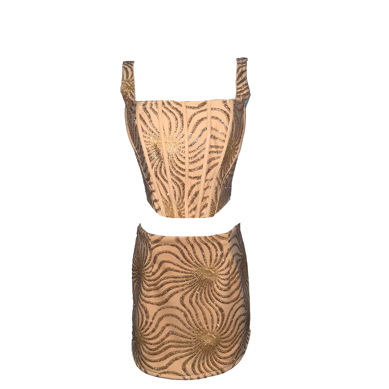 SPIRAL SUN CORSET MINI SKIRT SET